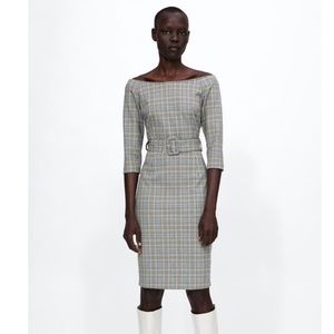 Zara Checked Midi Dress w Belt